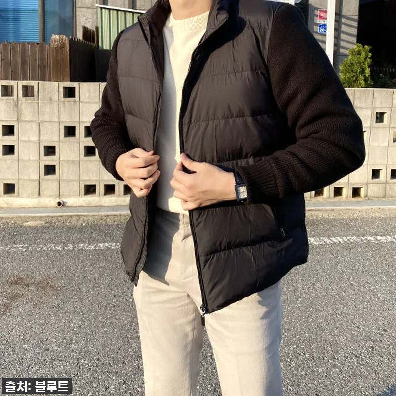 남자니트패딩 경량패딩 사용후기: 가볍 설명 사진