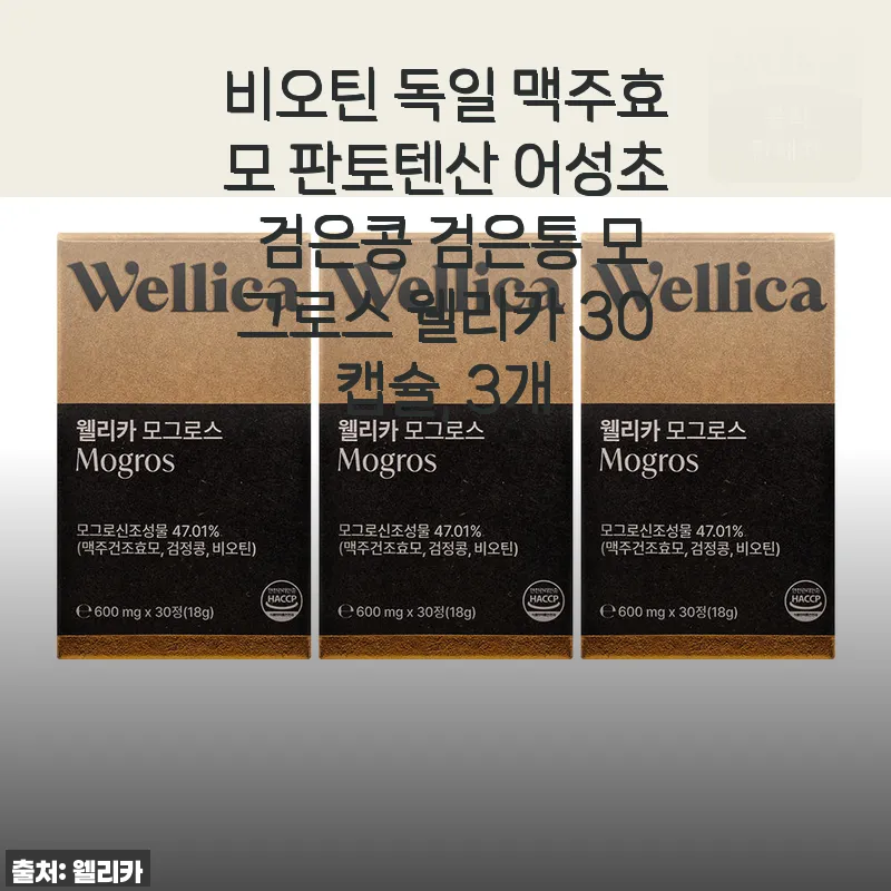 웰리카 비오틴 맥주효모 30캡슐 3개 세트, 직접 써보니 모발 건강과 피로 회복에 도움되는 영양제