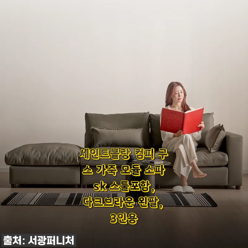 세인트블랑 컴피 구스 가죽 모듈 소파 SK 스툴포함, 다크브라운 3인용 사용후기