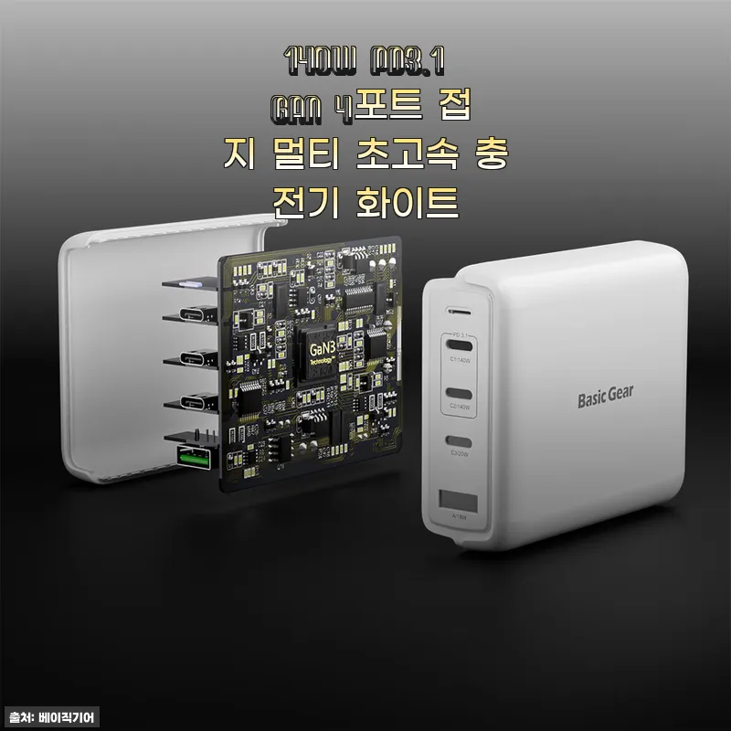 140W PD3.1 GaN 4포트 접지 멀티 초고속 충전기 화이트 사용후기